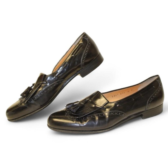 Salvatore Ferragamo Men\'s Black Leather Tassel Loafers